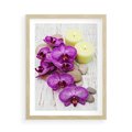 Plakat w ramie 50x70 - Relaksujące spa w otoczeniu orchidei - spa, świece - rama drewno