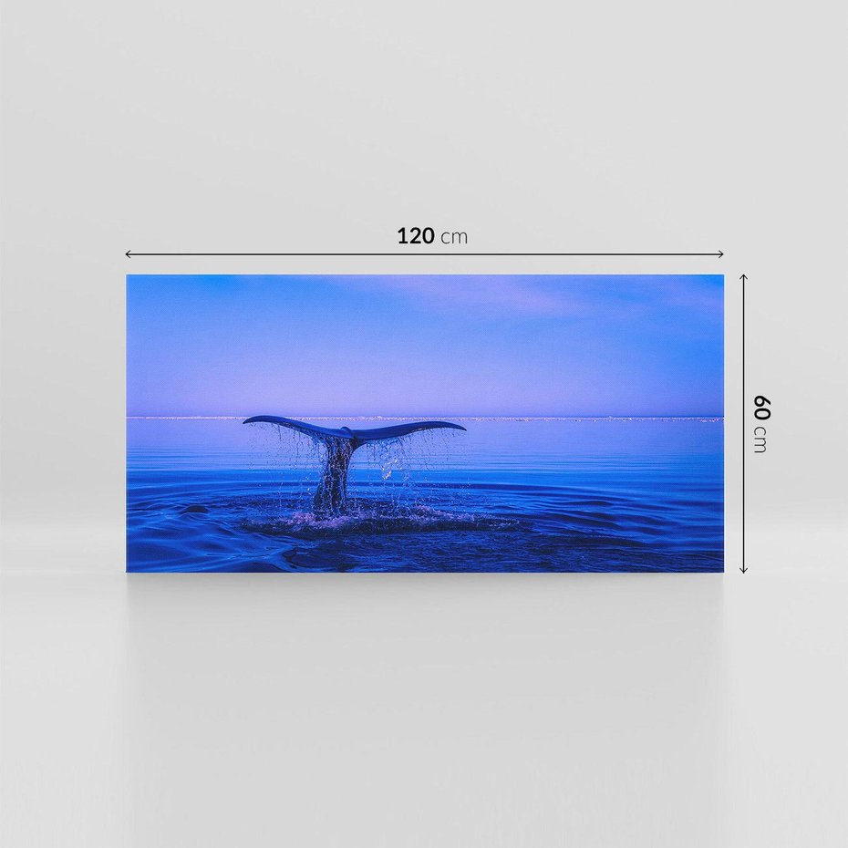 Obraz na płótnie 120x60 - Morze, fale i skały - wieloryb, morze