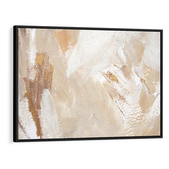 Obraz w ramie 100x70 - Elegancja w Złocistym Chaosie - złoto beż, abstrakcja - rama czarna