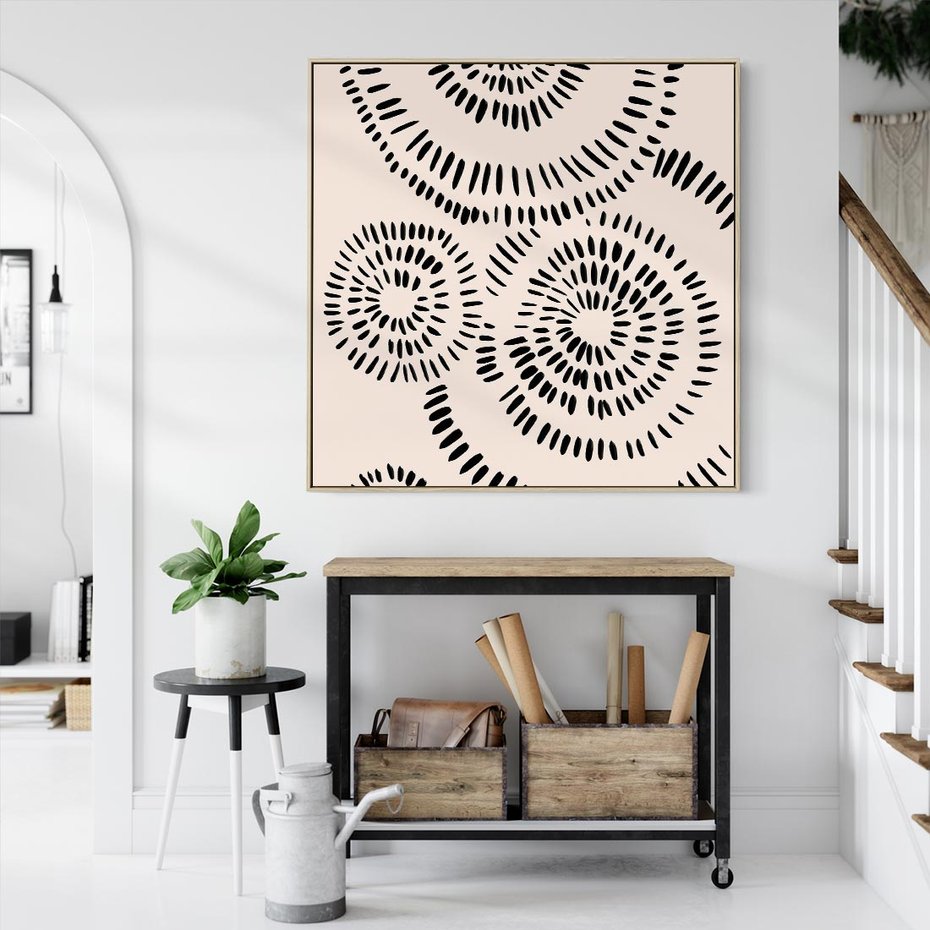 Obraz w ramie 80x80 - Abstrakcyjne Wnętrza - minimalistyczne kształty, odbicia - rama drewno