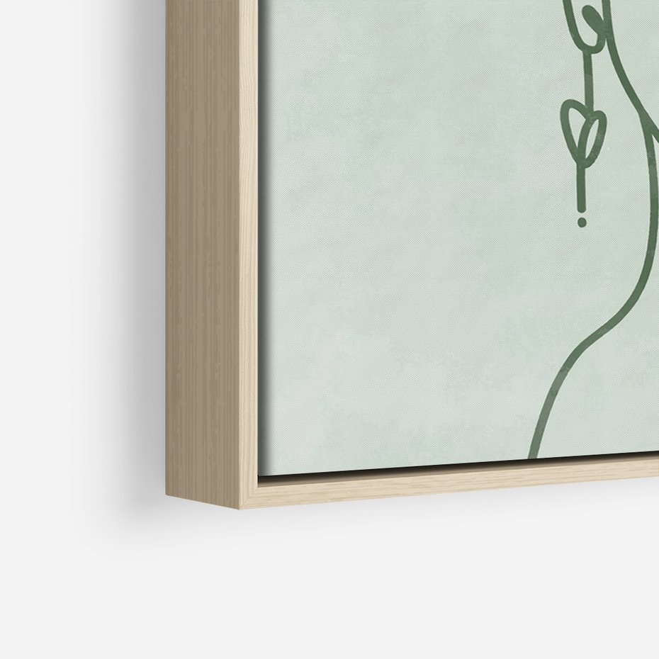 Obraz w ramie 80x120 - Spokojne Objęcia Natury - abstrakcja, zielony szkic - rama drewno