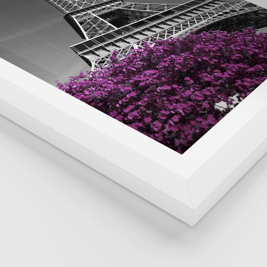 Plakat w ramie 30x40 - Urok Eiffla w Paryżu - Eiffla, Paryż - rama biała