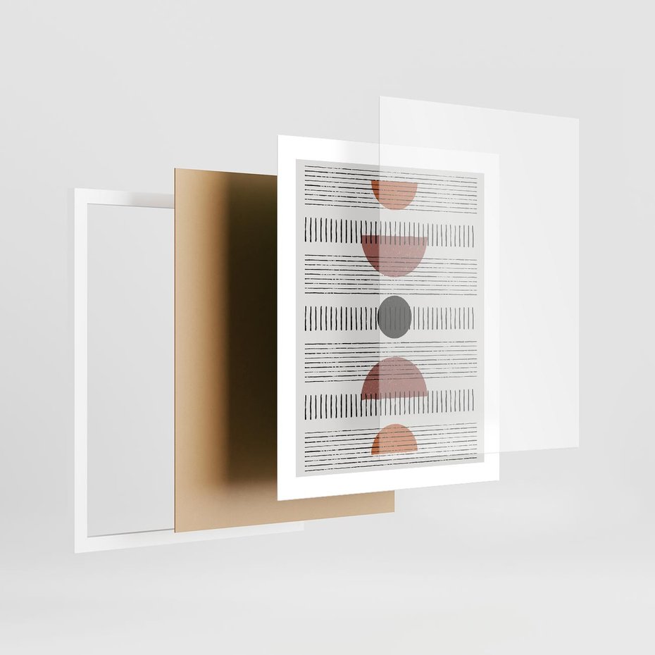 Plakat w ramie 40x50 - Plakat w Stylu Abstrakcji - geometryczna grafika, plakat - rama biała