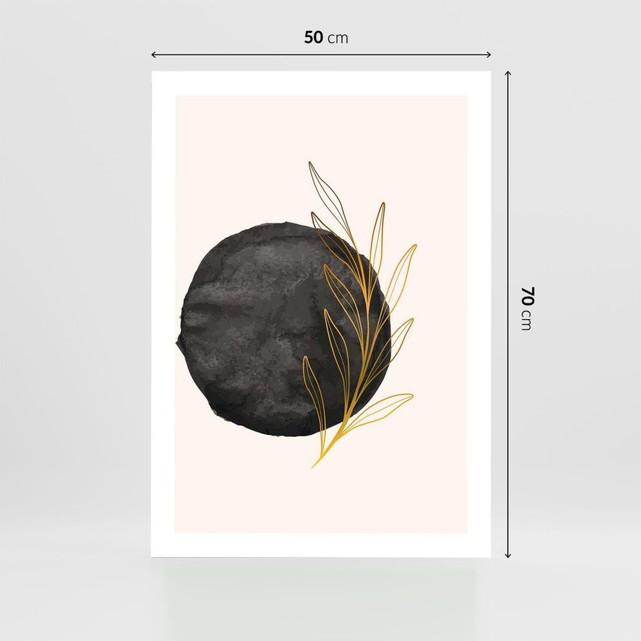 Plakat bez ramy 50x70 - Kontrast Kształtów - minimalistyczna grafika, czarna plama