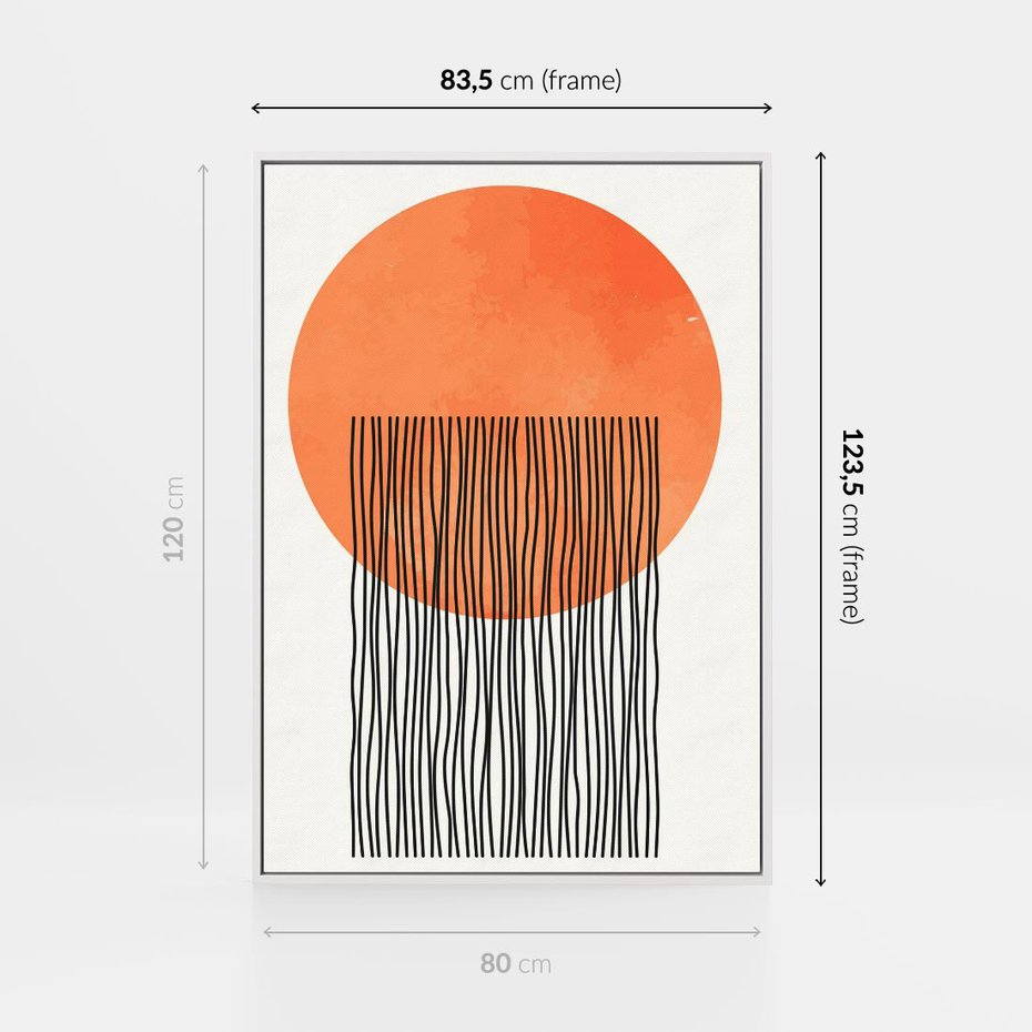 Obraz w ramie 80x120 - Echa Wyobraźni - koło, boho styl - rama biała