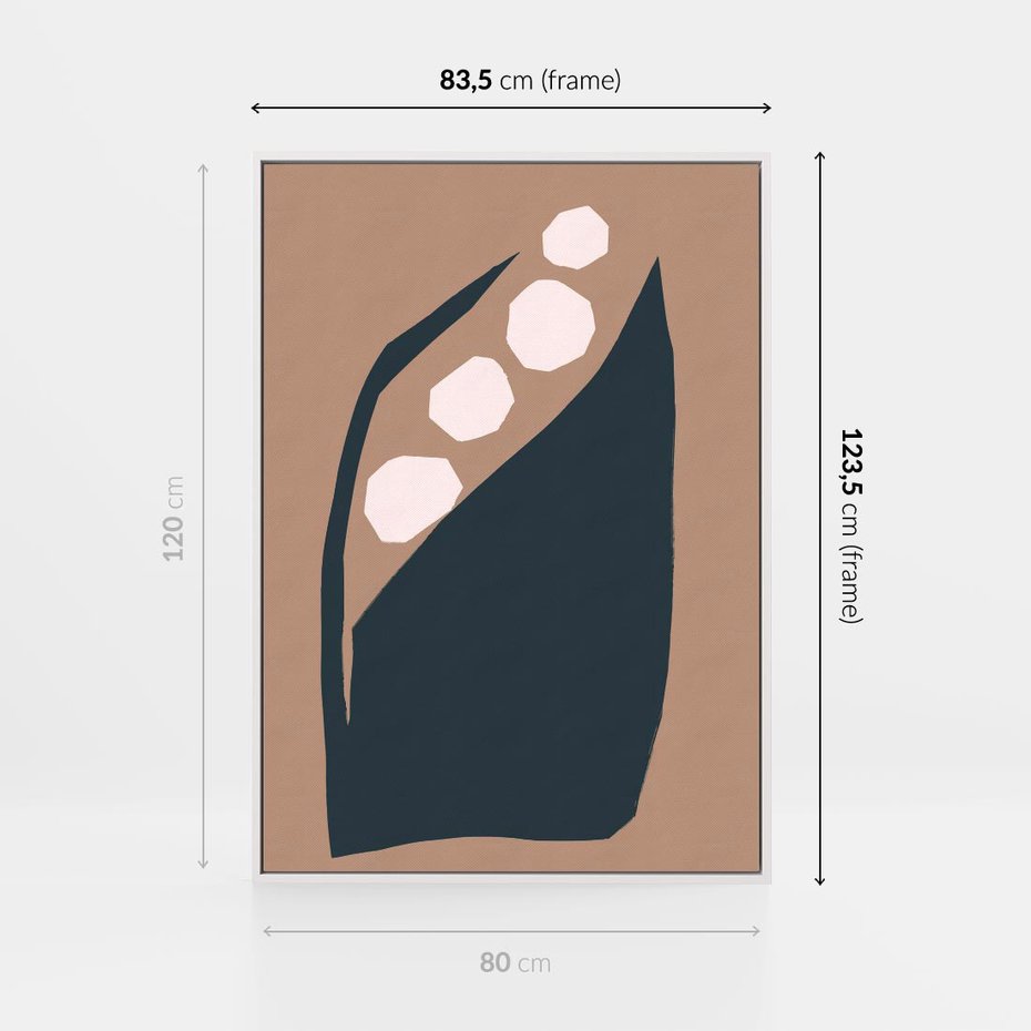 Obraz w ramie 80x120 - Wnętrza Boho Serca - abstrakcyjny obraz, plakat - rama biała