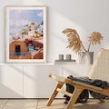 Plakat w ramie 40x50 - Błękit Morza i Białe Domki - Santorini, wyspa - rama drewno