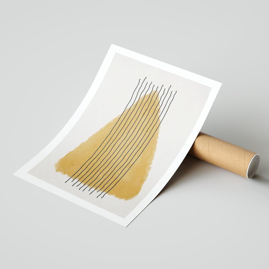 Plakat bez ramy 21x30 - Migocące Impulsy - abstrakcyjna akwarelowa plama, nieregularne kreski