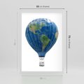 Plakat w ramie 50x70 - Podróżniczy balon nad ziemią - balon, ziemia - rama biała