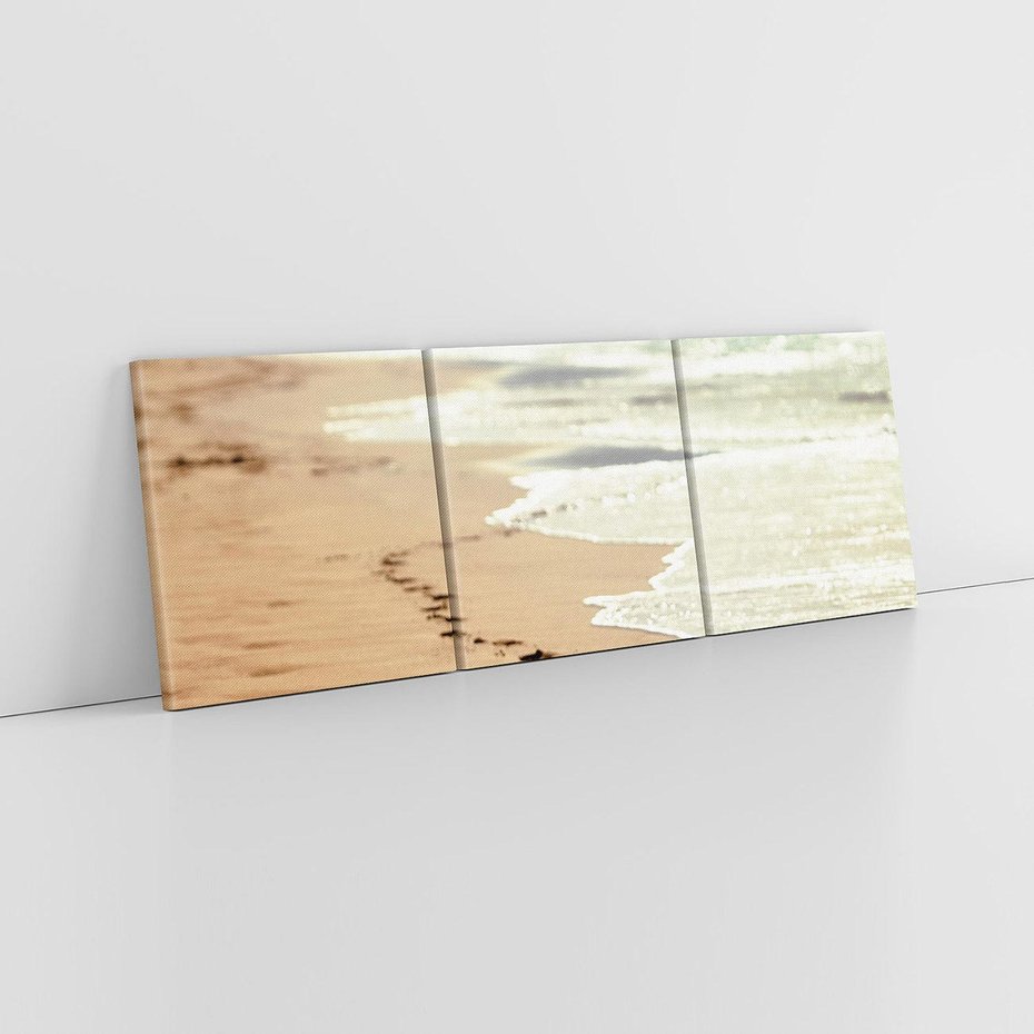 Obraz na płótnie 150x50 - Ślady stóp na plaży - plaża, ślady