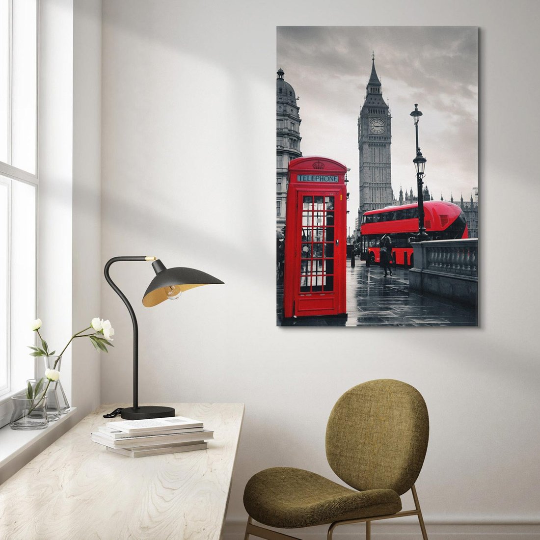 Obraz na płótnie 50x70 - Londyński Klimat Telefoniczny - Londyn, telefon