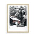 Plakat w ramie 50x70 - Zimowy Urok Drewnianego Domku - zima, drewniany domek - rama drewno