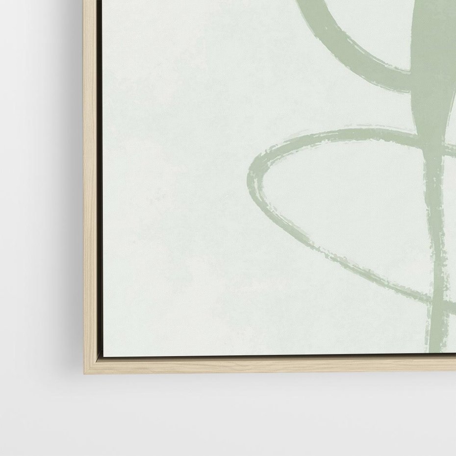 Obraz w ramie 50x50 - Zieleń Wewnętrznej Harmonii - zielona abstrakcja, zgaszona zieleń - rama drewno