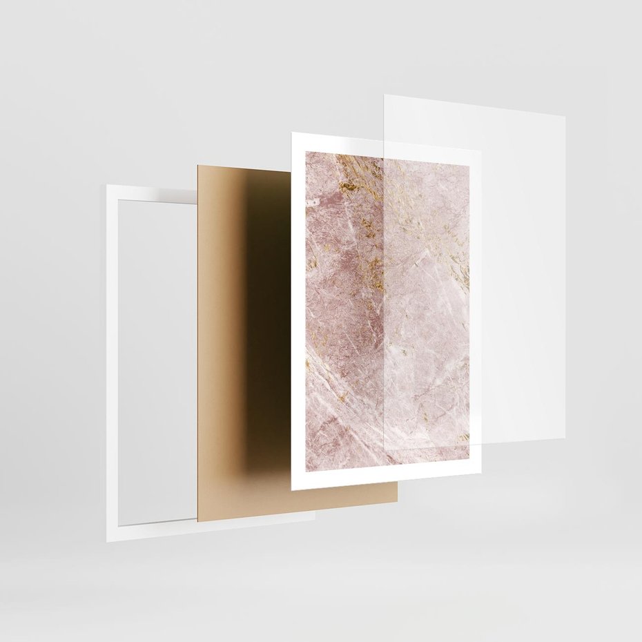 Plakat w ramie 50x70 - Wyjątkowa Stylizacja - marmur, złoto - rama biała