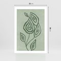 Plakat bez ramy 21x30 - Szmaragdowy Oddech - abstrakcyjne delikatne zielone linie, podobne do gałęzi kwiatów