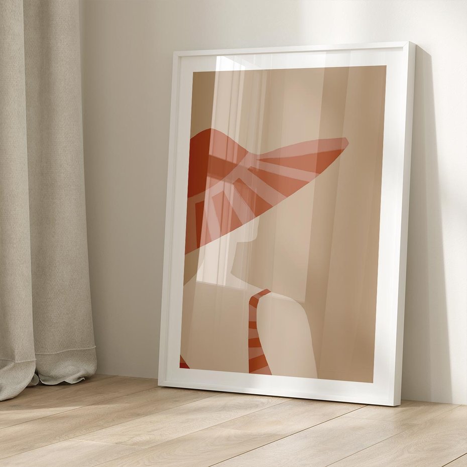 Plakat w ramie 50x70 - Kobiecy Portret - plakat retro, kobieta w kapeluszu - rama biała