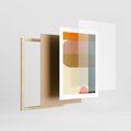 Plakat w ramie 30x40 - Geometryczna Grafika na Plakacie - geometryczna nowoczesna grafika, minimalizm - rama drewno