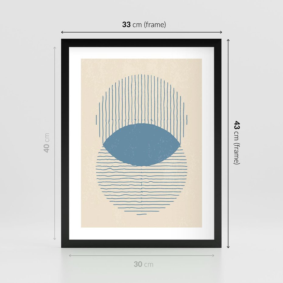 Plakat w ramie 30x40 - Wnętrza Refleksji - geometryczne kształty, koła - rama czarna