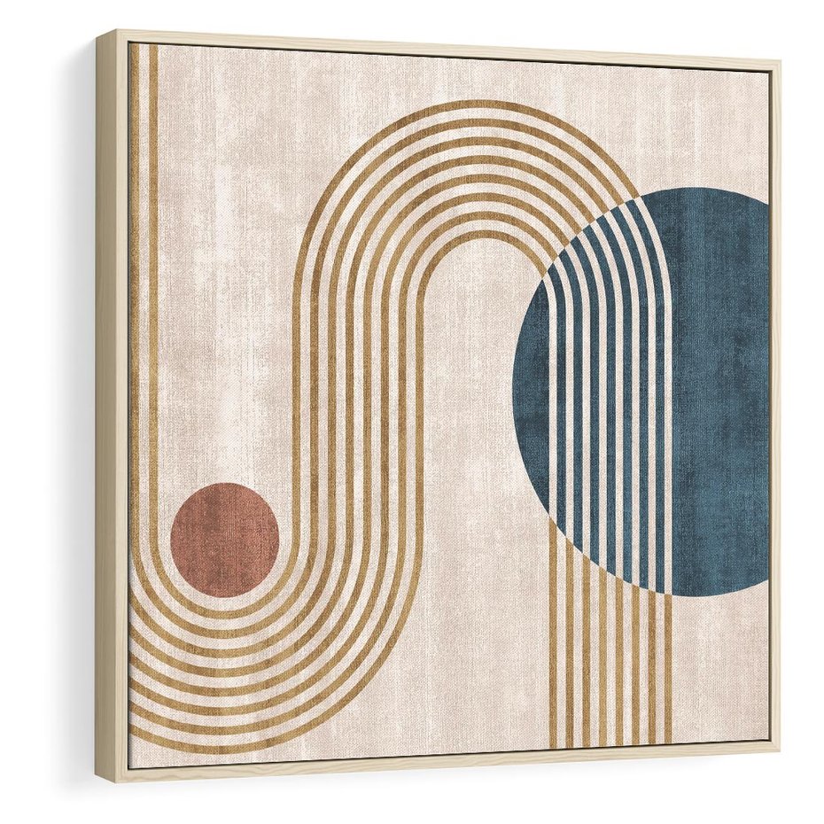 Obraz w ramie 50x50 - Melodia ukrytych snów - retro grafika, styl mid-century - rama drewno