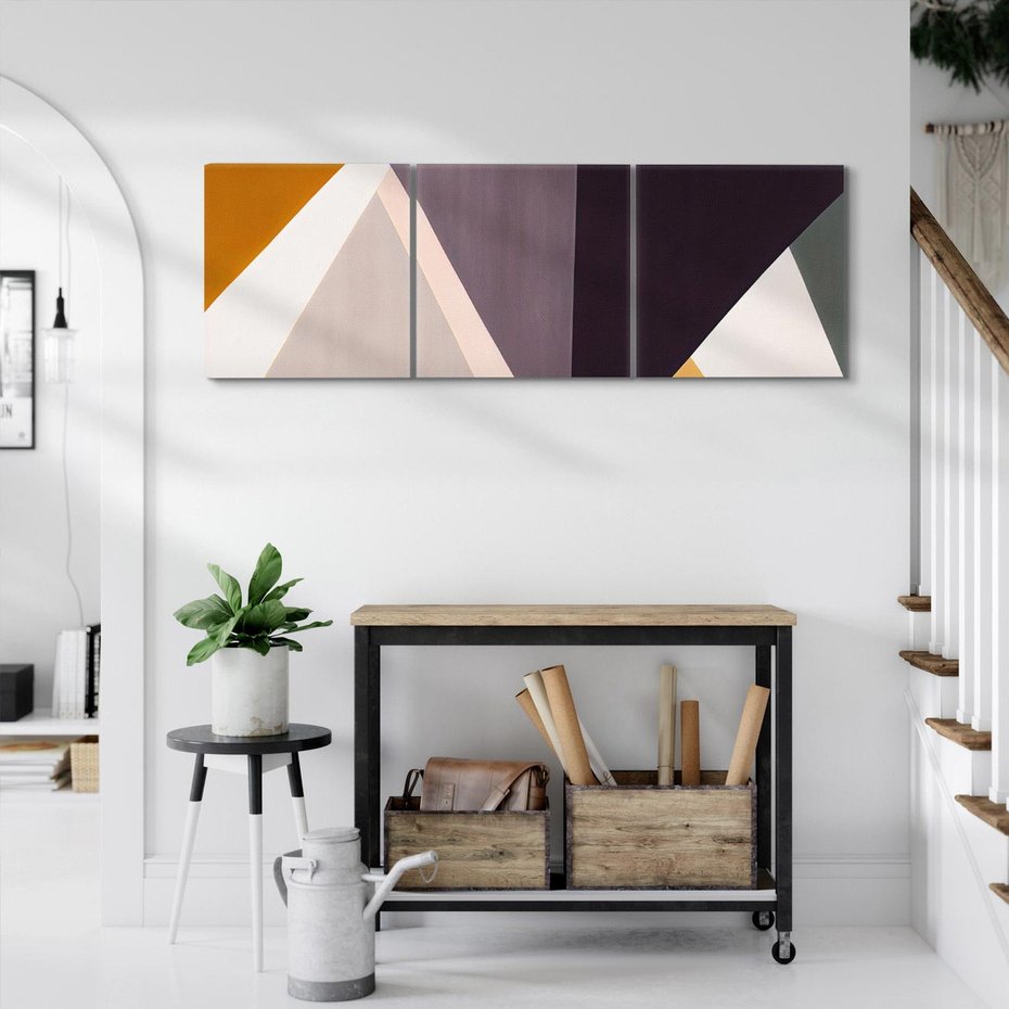 Obraz na płótnie 120x40 - Trójkąty Wnętrz - abstrakcja, geometryczne kształty