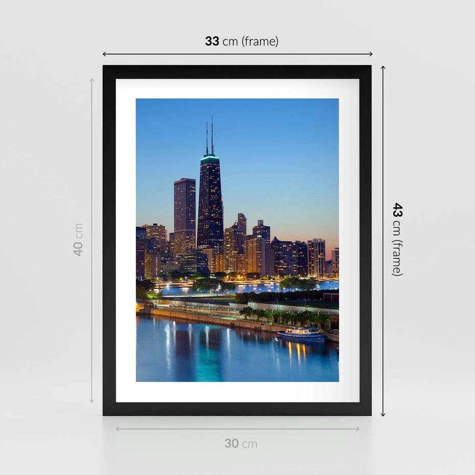 Plakat w ramie 30x40 - Miasto nad Rzeką - miasto, rzeka - rama czarna