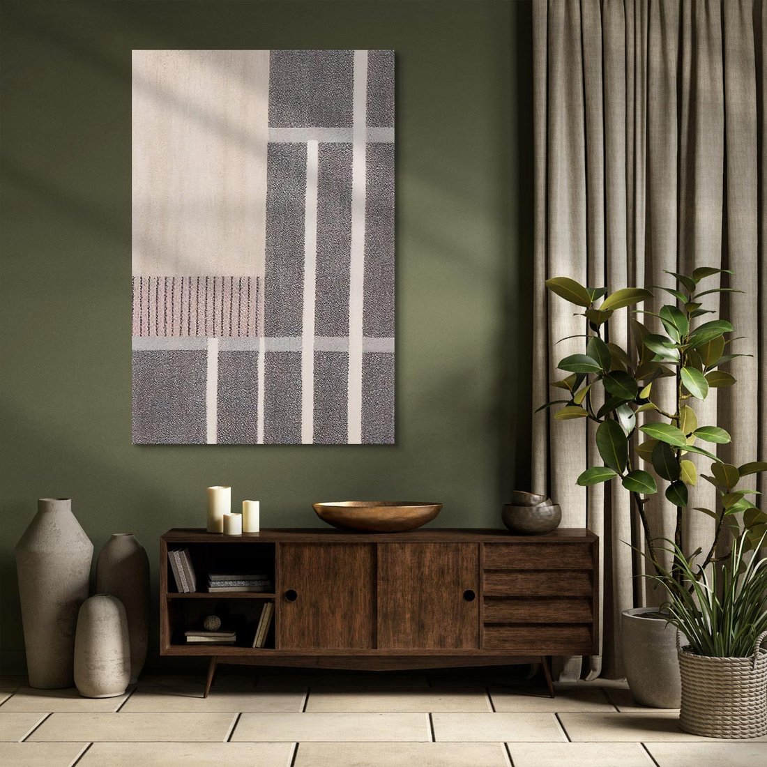 Obraz na płótnie 50x70 - Harmonia skradzionych odcieni - symetryczne, geometryczne pasy