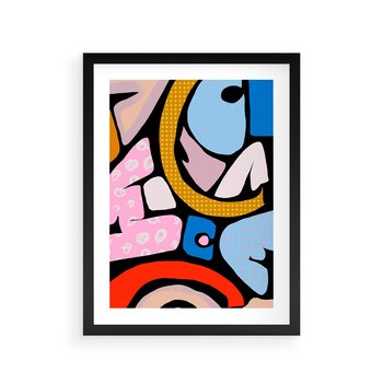 Plakat w ramie 40x50 - Kolory Komiksu - abstrakcyjne formy, komiksowy styl - rama czarna