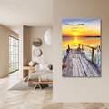 Obraz na płótnie 80x120 - Zachód nad jeziorem z pomostem - pomost, jezioro