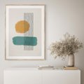 Plakat w ramie 50x70 - Wibracje Barw - abstrakcyjne akwarelowe plamy, nieregularne kreski - rama drewno