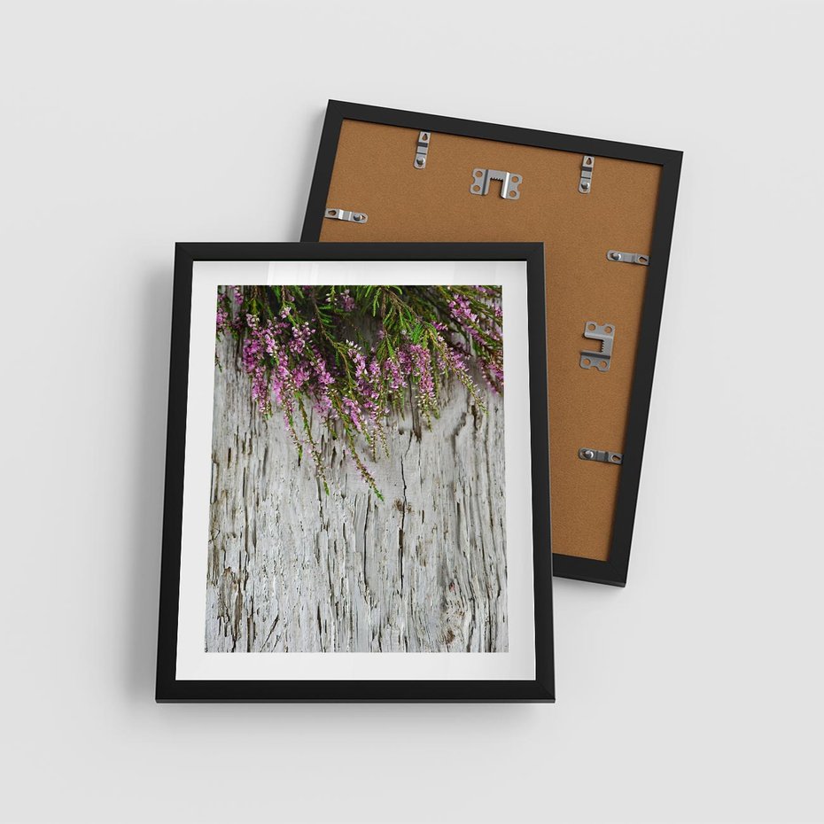 Plakat w ramie 40x50 - Fioletowe Wrzosy - wrzosy, fiolet - rama czarna