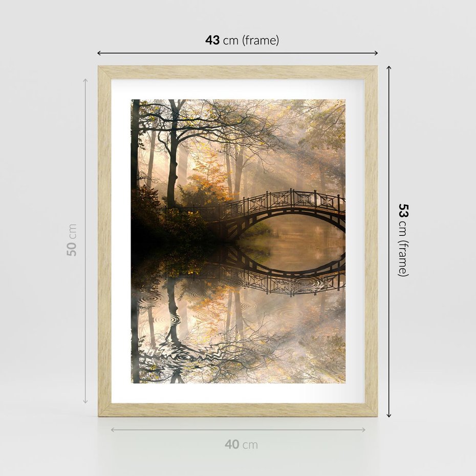 Plakat w ramie 40x50 - Romantyczny Mostek - mostek, romantyczny - rama drewno