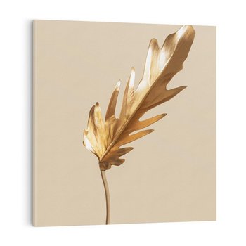 Obraz na płótnie 40x40 - Piękno w Detalu - złoty, liść