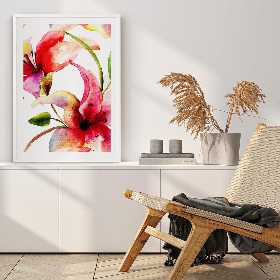 Plakat bez ramy 50x70 - Kwiaty w akwareli - delikatne piękno - kwiaty, akwarela