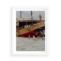 Plakat w ramie 50x70 - Przygoda na Horyzoncie - port, statek - rama biała