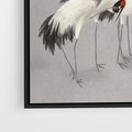 Obraz w ramie 100x70 - Spojrzenie wstecz w pędzlu - szkic rysunek, japońskie żurawie - rama czarna
