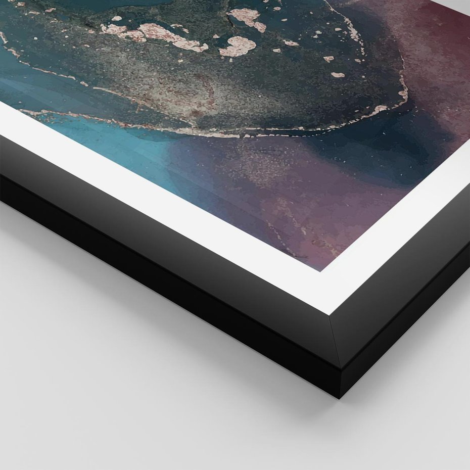 Plakat w ramie 50x70 - Luksusowy Kontrast - marmur, granat i fiolet - rama czarna