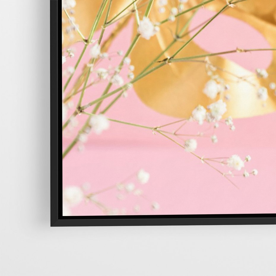 Obraz w ramie 50x70 - : Elegancja w Złocie - złote, liście - rama czarna