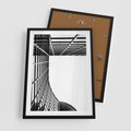 Plakat w ramie 50x70 - Minimalizm Wysokości - architektura, czarno białe zdjęcie - rama czarna