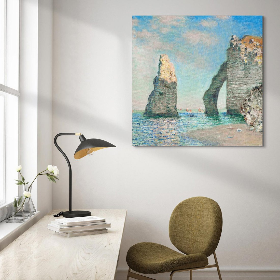 Obraz na płótnie 50x50 - Klify Étretat (1885), Claude Monet - Reprodukcja - reprodukcja, obraz na płótnie