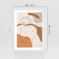 Plakat w ramie 30x40 - Sztuka Piękna w Beżach i Brązach - szkic jedną linią, naga kobieta - rama biała
