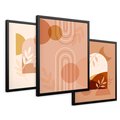 Zestaw obrazy w ramie 50x70 galeria - Boho, graficzne, rude - rama czarna