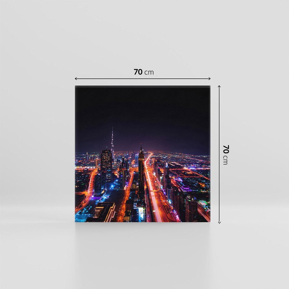 Obraz na płótnie 70x70 - Nocne oświetlenie miasta - miasto, noc