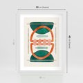 Plakat w ramie 30x40 - Oryginalny obraz abstrakcyjny w nowoczesnym stylu. Geometryczne akwarelowe kształty w intensywnych odcieniach zieleni i pomarańczu. Doskonała dekoracja dla miłośników sztuki. - abstrakcyjny obraz, sztuka nowoczesna - rama biała