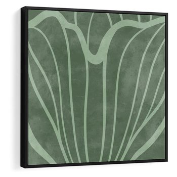 Obraz w ramie 50x50 - Zieleń Kształtująca Spokój - zielony plakat, roślinne inspiracje - rama czarna
