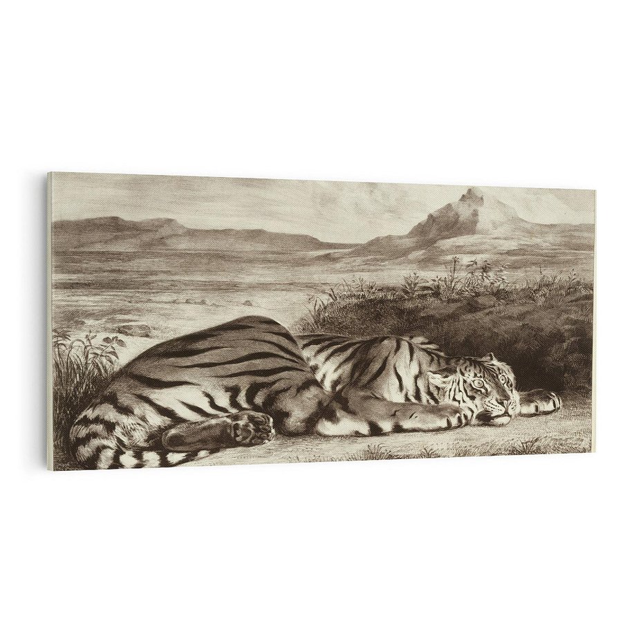 Obraz na płótnie 140x70 - "Królewski Tygrys" Eugène Delacroix - Reprodukcja - reprodukcja, obraz na płótnie