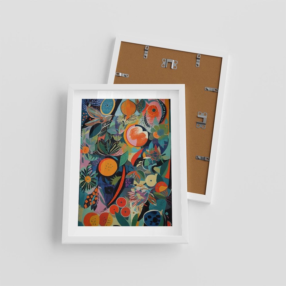 Plakat w ramie 30x40 - Echa Nietuzinkowych Wzorców - abstrakcyjny obraz olejny, jak picasso - rama biała