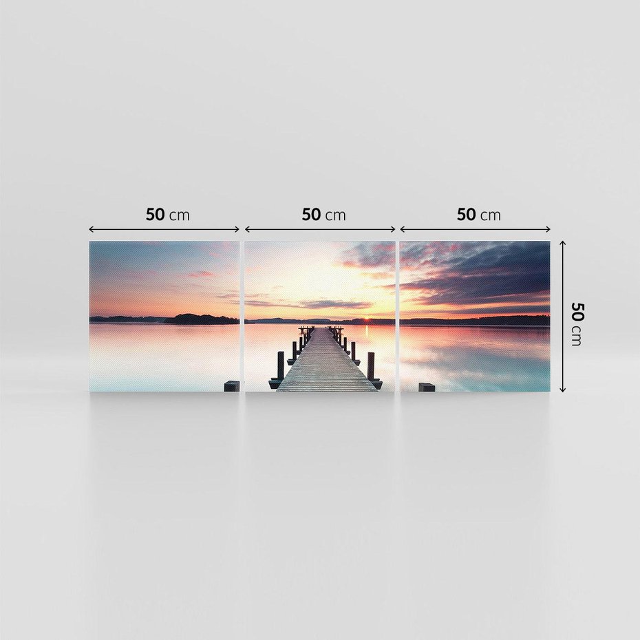 Obraz na płótnie 150x50 - Złote zachody słońca - jezioro, molo