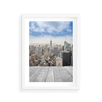 Plakat w ramie 50x70 - Nowojorska energia miejsca - Nowy Jork, miasto - rama biała