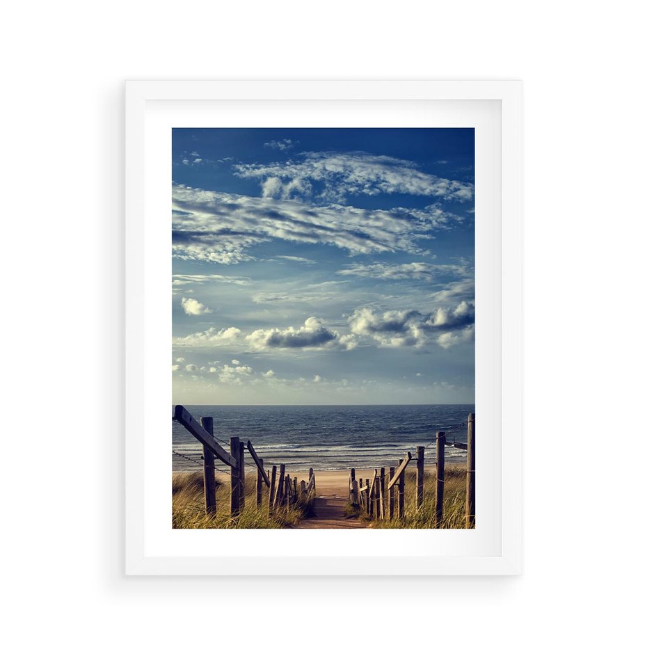 Plakat w ramie 40x50 - Plaża i morze - plaża, morze - rama biała