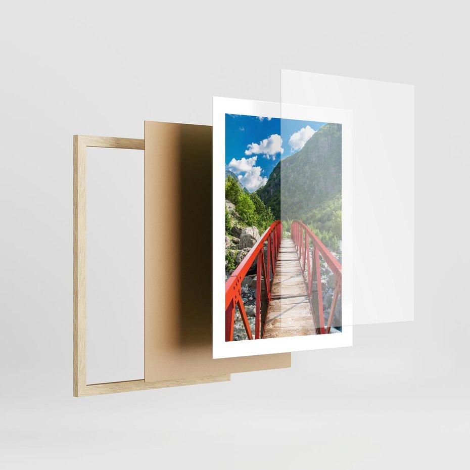 Plakat w ramie 30x40 - Most do przygody - góry, most - rama drewno